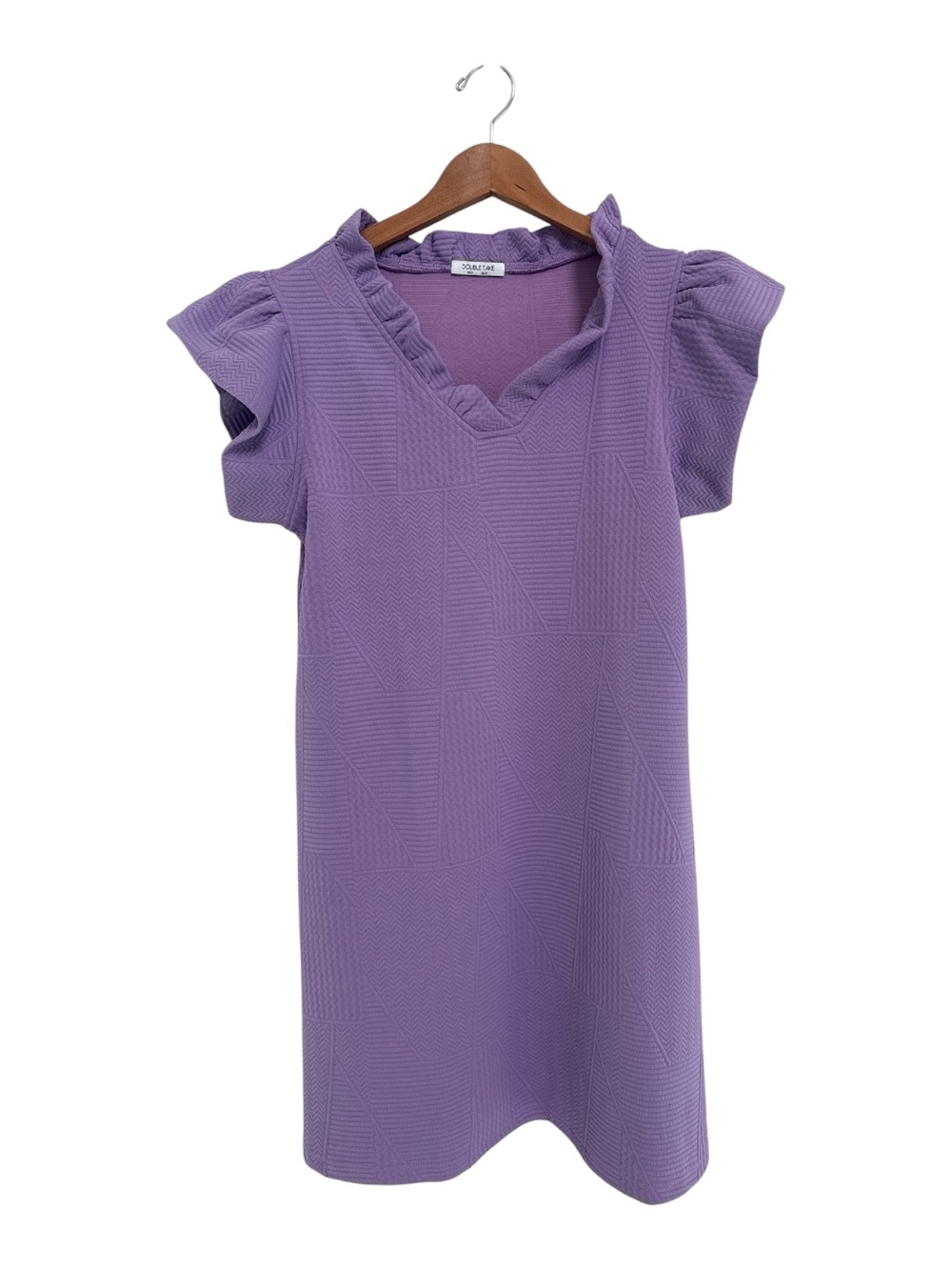Double Take Full Size Ruffled V-Neck Cap Sleeve Dress